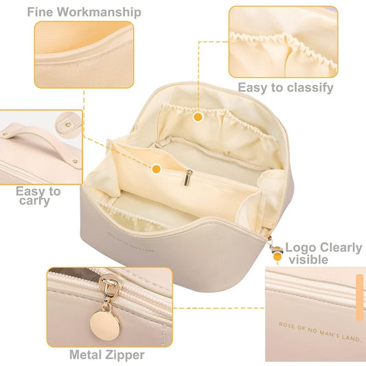 Beige Large Capacity Cosmetic Bag