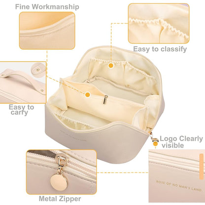 Beige Large Capacity Cosmetic Bag