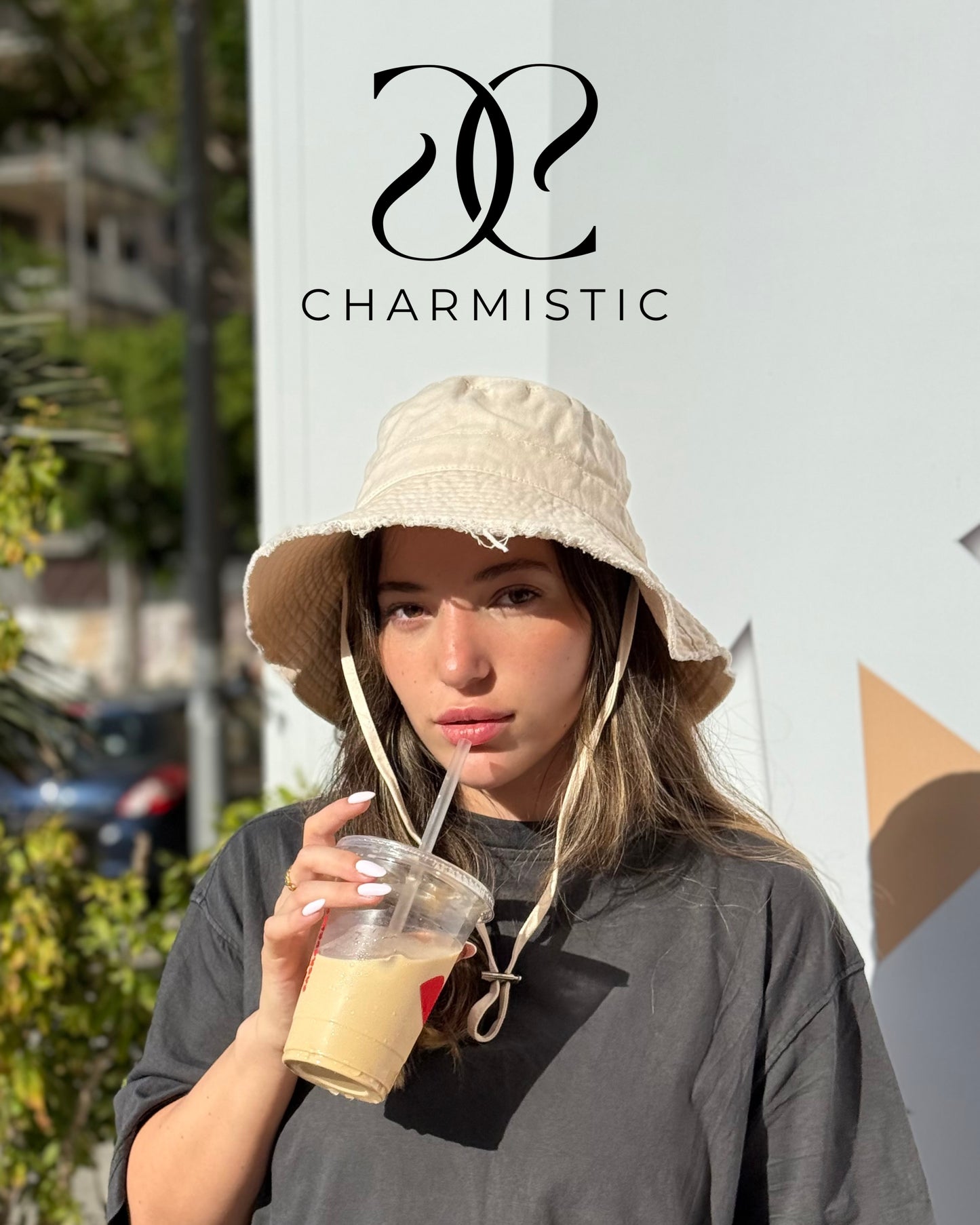 Beige Bucket hat